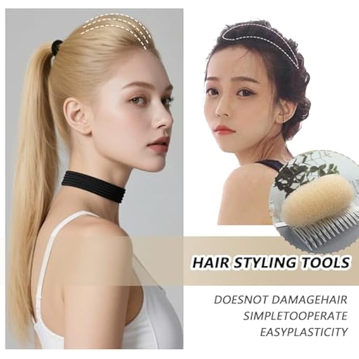 VANTOBEST 2Pcs Sponge Hair Pad Charming Bump It Up Volume Inserts Comb Base Bun Maker Do Beehive Hair Styler Insert Tool for Women Girl (Brown) - Image 4